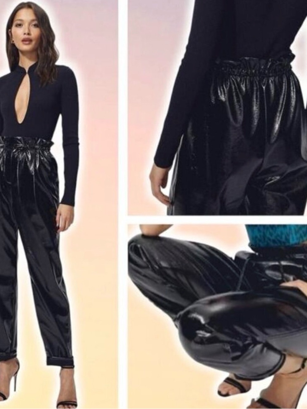 WILFRED Aritzia Jive High Rise Tie Waist Tapered Leg Vegan Leather Pant Sz XXS